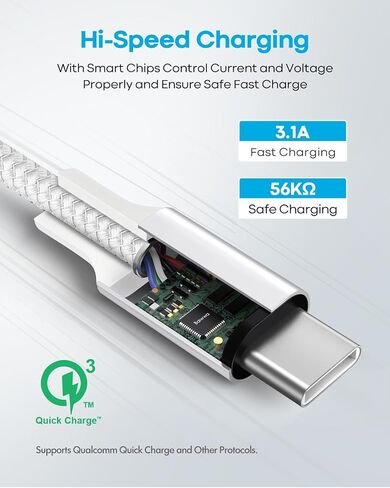 White USB to USB C Cable 3ft 2Pack, USBC Car Play Charging Cord for New iPhone 16 15 Plus Pro Max, for Samsung Galaxy S23 S21, Pixel in Saudi Arabia