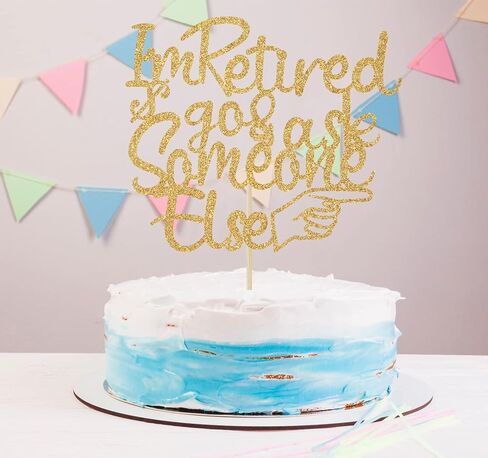 غلاف كعكة التقاعد، I'm Retired/The Legend has Retired، زينة كعكة التقاعد السعيدة والمضحكة باللون الذهبي اللامع in Kuwait