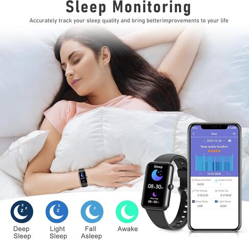 Fitness Tracker with Blood Oxygen,Blood Pressure, Sleep,24/7 Heart Rate Monitor,IP68 Waterproof Activity Trackers and Calorie Smart Watch with Step Tracker,Step Counter for Women Men(Black) in Kuwait