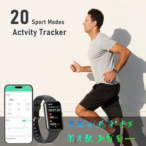 Fitness Tracker with Blood Oxygen,Blood Pressure, Sleep,24/7 Heart Rate Monitor,IP68 Waterproof Activity Trackers and Calorie Smart Watch with Step Tracker,Step Counter for Women Men(Black) in Kuwait