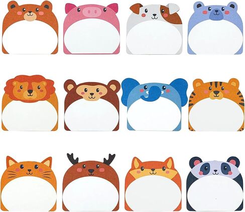 ملاحظات لاصقة لطيفة، 12 حزمة من الملاحظات اللاصقة الكرتونية على شكل حيوانات Kawaii، أعلام، ملاحظات لاصقة ممتعة، دفاتر ملاحظات لطيفة، وسادات ملاحظات لاصقة للمكتب والمنزل والأطفال وزملاء الغرف وهدايا التبويب (القطط) in Kuwait