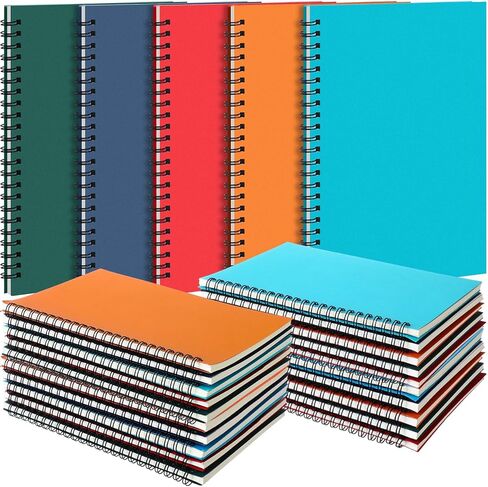 20 Pack A5 Spiral Notebook College Ruled Spiral Notebook Bulk 5.5 x 8.3 Inch Hardcover Notebooks Lined Travel Writing Notebooks Journal Notepad, 50 Sheets 100 Pages (Black, Kraft) in Saudi Arabia