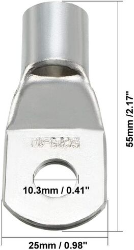 عروة أسلاك نحاسية من uxcell، 95 مم 2 SC95-10، فتحة مسمار، أطراف كابل البطارية، فتحات تجعيد أطراف حلقية أنبوبية، موصلات فضية اللون 20 قطعة in Saudi Arabia