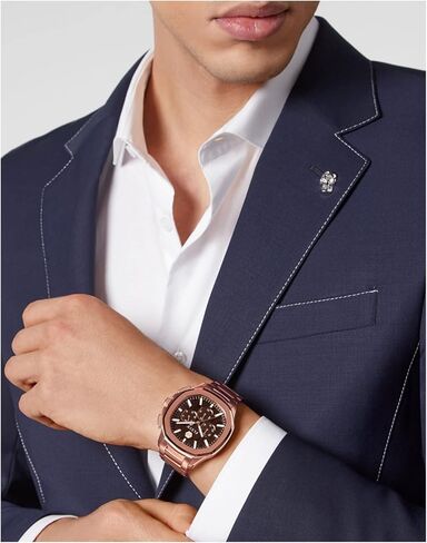 ساعة فيليب بلين الفاخرة للرجال من مجموعة فيليب بلين مع سوار من الذهب الوردي يتميز بعلبة من الذهب الوردي وميناء بني in Kuwait