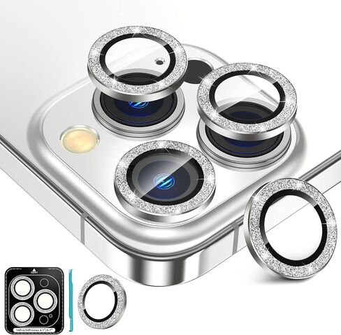 [3+1] for iPhone 14 Pro Max/iPhone 14 Pro Camera Lens Protector, 9H Tempered Glass [Anti Scrach] Metal Individual Ring Camera Screen Protector Cover for iPhone 14 Pro/Pro Max,Glitter in Saudi Arabia