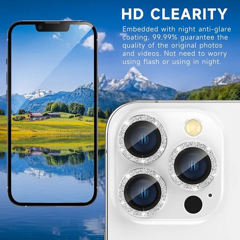 [3+1] for iPhone 14 Pro Max/iPhone 14 Pro Camera Lens Protector, 9H Tempered Glass [Anti Scrach] Metal Individual Ring Camera Screen Protector Cover for iPhone 14 Pro/Pro Max,Glitter in Saudi Arabia