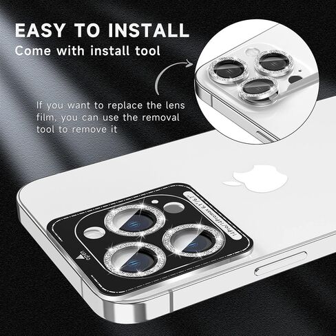 [3+1] for iPhone 14 Pro Max/iPhone 14 Pro Camera Lens Protector, 9H Tempered Glass [Anti Scrach] Metal Individual Ring Camera Screen Protector Cover for iPhone 14 Pro/Pro Max,Glitter in Saudi Arabia