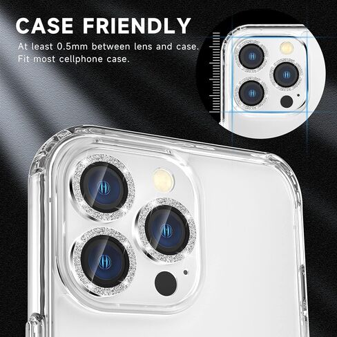 [3+1] for iPhone 14 Pro Max/iPhone 14 Pro Camera Lens Protector, 9H Tempered Glass [Anti Scrach] Metal Individual Ring Camera Screen Protector Cover for iPhone 14 Pro/Pro Max,Glitter in Saudi Arabia