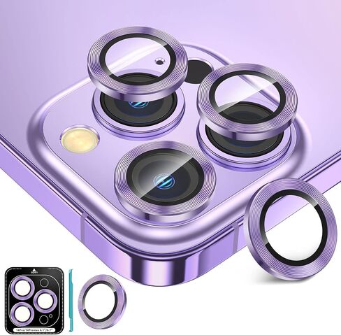 [3+1] for iPhone 14 Pro Max/iPhone 14 Pro Camera Lens Protector, 9H Tempered Glass [Anti Scrach] Metal Individual Ring Camera Screen Protector Cover for iPhone 14 Pro/Pro Max,Glitter in Saudi Arabia
