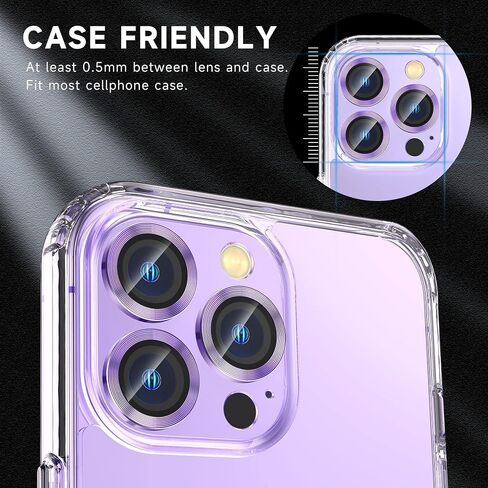 [3+1] for iPhone 14 Pro Max/iPhone 14 Pro Camera Lens Protector, 9H Tempered Glass [Anti Scrach] Metal Individual Ring Camera Screen Protector Cover for iPhone 14 Pro/Pro Max,Glitter in Saudi Arabia