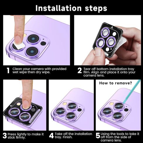[3+1] for iPhone 14 Pro Max/iPhone 14 Pro Camera Lens Protector, 9H Tempered Glass [Anti Scrach] Metal Individual Ring Camera Screen Protector Cover for iPhone 14 Pro/Pro Max,Glitter in Saudi Arabia