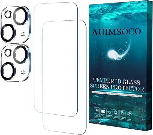 2 Pack Screen Protector Compatible for iPhone 15 Plus [6.7 inch Display] with 2 Pack Tempered Glass Camera Lens Protector Anti Scratch, Bubble Free [4 Pack] in Saudi Arabia