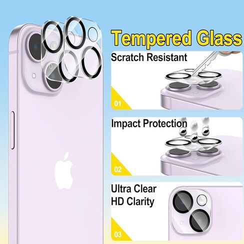 2 Pack Screen Protector Compatible for iPhone 15 Plus [6.7 inch Display] with 2 Pack Tempered Glass Camera Lens Protector Anti Scratch, Bubble Free [4 Pack] in Saudi Arabia