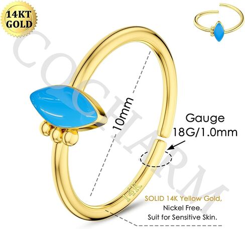 COCHARM 14k Solid Gold Tiny Nose Hoop Yellow Gold Filled Cute Nose Ring 14k Gold Lip Ring Hoops for Women in Saudi Arabia