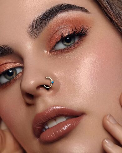 COCHARM 14k Solid Gold Tiny Nose Hoop Yellow Gold Filled Cute Nose Ring 14k Gold Lip Ring Hoops for Women in Saudi Arabia