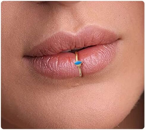 COCHARM 14k Solid Gold Tiny Nose Hoop Yellow Gold Filled Cute Nose Ring 14k Gold Lip Ring Hoops for Women in Saudi Arabia