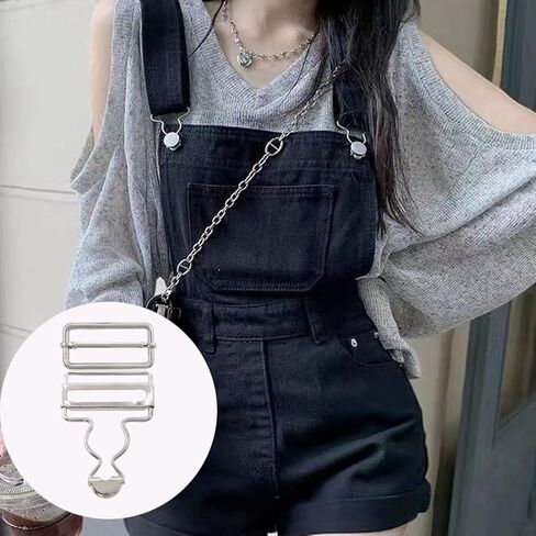 20 مجموعة من الإبزيم المعدني مقاس 1-1/2 بوصة مع إبزيم منزلق ثلاثي الانزلاق قابل للتعديل لحمالات الجينز، وسراويل المريلة، إكسسوارات الخياطة ذاتية الصنع، إبزيم تعليق بلونين in Kuwait