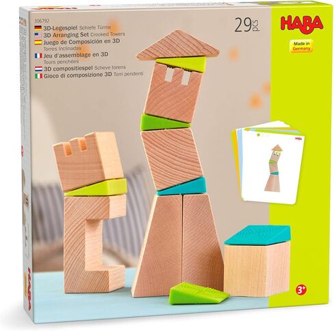 HABA Crooked Tower - 19 Wooden Blocks and 6 Wedges with Pattern Cards for ages 4+(Made in Germany) in Saudi Arabia