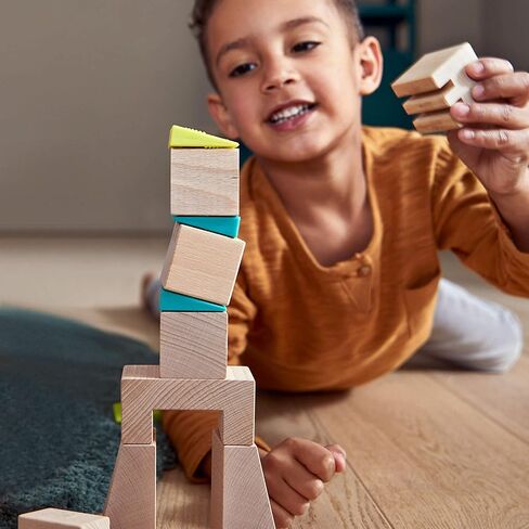 HABA Crooked Tower - 19 Wooden Blocks and 6 Wedges with Pattern Cards for ages 4+(Made in Germany) in Saudi Arabia