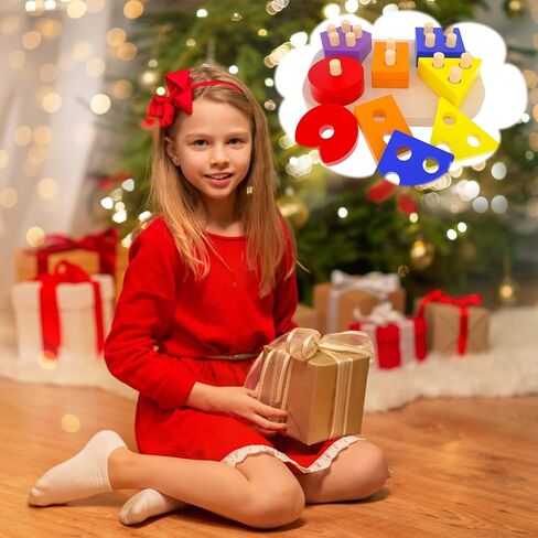 Montessori Toys for 1 2 3 Year Old Toddlers Wooden Shape Sorter Puzzles Sorting & Stacking Toys Educational Learning Toys for Preschool Activity Gift for Baby Boys Girls Kids Age 12+ Months in Saudi Arabia