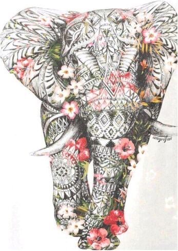 MXJSUA DIY 5D Diamond Art Painting Elephant by Number Kits for Adults, Flowers Elephant Round Full Drill Diamond Art Kits Picture Arts Craft for Home Wall Art Decor 12x16 inch in Saudi Arabia