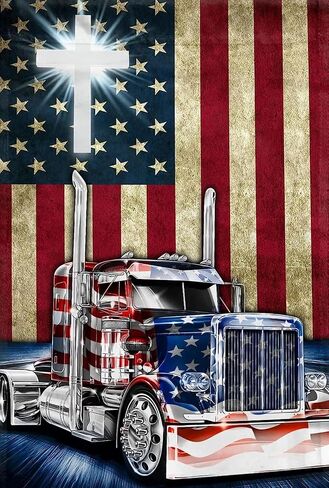 5D Diamond Art Painting by Number Kits Full Drill Truck American Flag patriotic diamond art 16x20 Inch Round Drill Diamond Art Dots for Adults Crafts Cross Stitch Wall Decor in Saudi Arabia