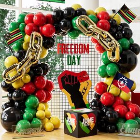 Juneteenth Balloon Garland Arch Kit, 167pcs Happy Juneteenth Day Balloons for Africa American Independence Freedom Day Decoration Black History Party Supplies