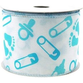 Baby Shower Items Polyester Wired Ribbon, 2-1/2-inch, 10-Yard (Light Pink)