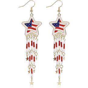 4th of July Earrings for Women USA Flag America Independence Day Patriotic Earrings Rainbow Earrings Gifts Jewelry