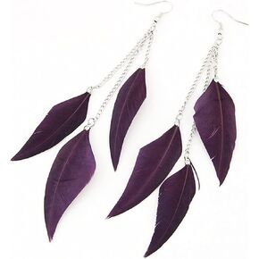 Feather Earrings for Women Girl Long Tassel Pendant Different Color Lightweight Handmade Dangle Earrings Jewerly