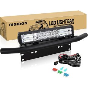 RIGIDON 17Inch 252W Light Bar Triple Row Flood Spot Combo 23 Inch Universal Bull Bar Black Front Bumper License Plate Fog Light Mount Bracket with Work Light Wire Harness for Off Road ATV UTV Truck