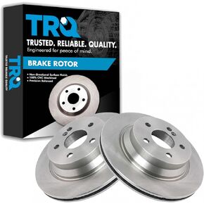 TRQ Rear Disc Brake Rotor Pair Set for 2006 Mercedes Benz CLS500 / 2006 CLS550 / 2003-2006 E320 / 2006-2016 E350 / 2003-2006 E500 / 2007-2009 E550 / 2010-2015 GLK350