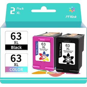 Remanufactured Ink Cartridge Replacement for HP 63 63XL Work with Envy 4520 4512 4516 Officejet 5252 3830 3833 4655 5255 Deskjet 1112 2130 3630 3634 Printer (1 Black, 1 Color)
