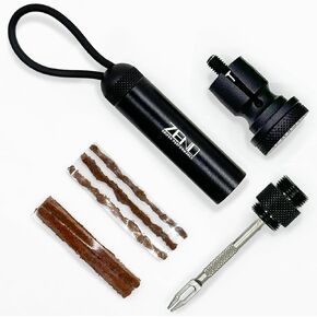 Zeno Tubeless Bike tire Repair kit– Handlebar Insert–Includes Storage Canister Plugger Tool and Plugs. – Fixes Mountain Bike and Road Bicycle Tire Punctures