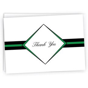 Diamond Thank You Cards - 48 Cards & Envelopes (Green)