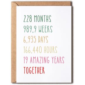 EruditeGifts 19th Anniversary Card - Funny 19 Years Wedding Anniversary Card - 5x7 Inches