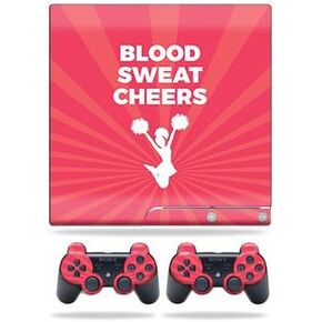 Skin Compatible with Sony Playstation 3 PS3 Slim + 2 Controllers – Blood Sweat Cheers | MightySkins Protective, Durable, and Unique Vinyl Decal wrap Cover | Easy to Apply, Remove | Made in The USA