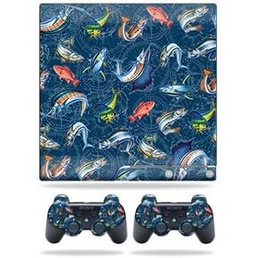 Skin Compatible with Sony Playstation 3 PS3 Slim + 2 Controllers – Saltwater Compass | MightySkins Protective, Durable, and Unique Vinyl Decal wrap Cover | Easy to Apply, Remove | Made in The USA