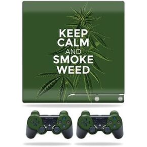 Skin Compatible with Sony Playstation 3 PS3 Slim + 2 Controllers – Smoke Weed | MightySkins Protective, Durable, and Unique Vinyl wrap Cover | Easy to Apply, Remove | Made in The USA