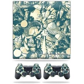Skin Compatible with Sony Playstation 3 PS3 Slim + 2 Controllers – Tan Seashells | MightySkins Protective, Durable, and Unique Vinyl wrap Cover | Easy to Apply, Remove | Made in The USA