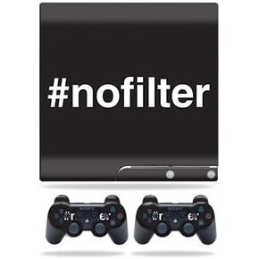 Skin Compatible with Sony Playstation 3 PS3 Slim + 2 Controllers – No Filter | MightySkins Protective, Durable, and Unique Vinyl wrap Cover | Easy to Apply, Remove | Made in The USA