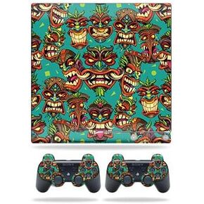 Skin Compatible with Sony Playstation 3 PS3 Slim + 2 Controllers – Crazy Tikis | MightySkins Protective, Durable, and Unique Vinyl wrap Cover | Easy to Apply, Remove | Made in The USA