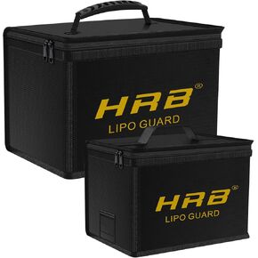 HRB Lipo Bag Fireproof Lipo Safe Bag Lipo Battery Bag Large Capacity Lipo Battery Storage Guard Safe Pouch for Charge and Storage (2 Packs)