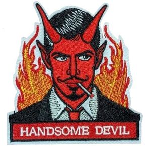 Handsome Devil Patch Satan Lucifer Goth Punk Dandy Devilish Embroidered Iron On 3.5x3.25"