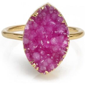 Druzy Marquise Agate Druzy Raw Crystal Natural Semiprecious Stones Gold Ring For Women Stone Size 10 * 16mm