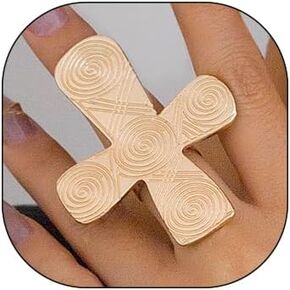 Gold Heart Ring for Women Irregular Hollow Heart Rings Gold Chunky Cross Ring Statement Heart Rings for Women