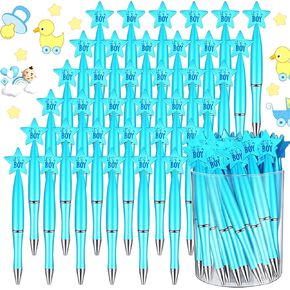Outus 48 Pcs Baby Shower Pens Bulk Baby Shower Favors Baby Shower Supplies for Baby Shower Birth Announcement Guests Favors Decorations(Blue, For Boy)
