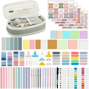 Bible Journaling Kit Book Annotation Kit 69 Pcs Aesthetic Bible Study Supplies Bible Highlighters Sticky Notes Gel Pens Book Pen Clip Pencil Case for Vacation Bible School Sunday School Gift