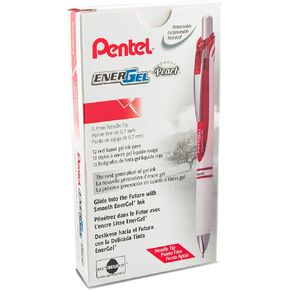 Pentel EnerGel RTX Pearl Retractable Liquid Gel Pen, (0.7mm) Medium Line, Needle Tip, Blue Ink, 12 pack (BLN77PW-C)