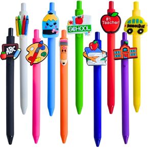 YJ PREMIUMS 10 PC Teacher Pens | Cute Funny Cool Appreciation Best Writing Pen Gifts Supplies Bulk for Teachers | Colorful Ballpoint Pena Gift Set for Office School Preschool Supply Accessories